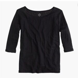 J. Crew Linen Black 3/4 Sleeve Tee